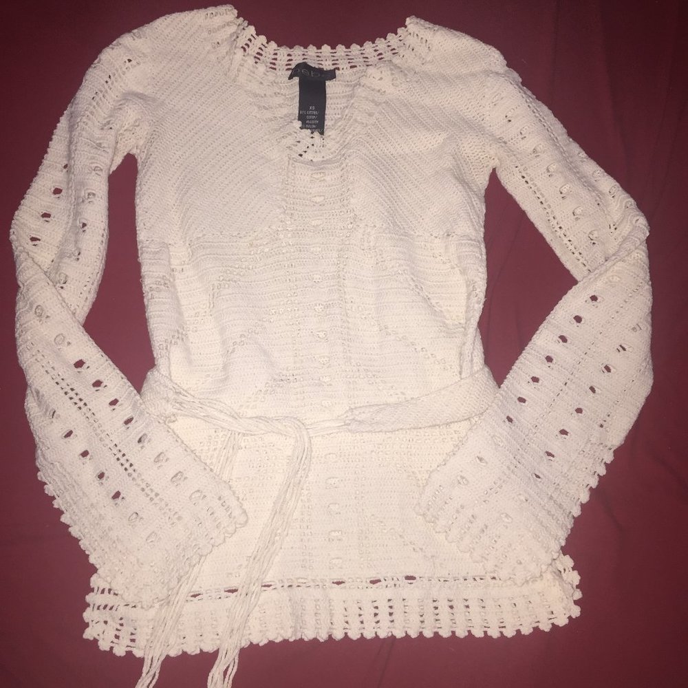 Women's Bebe Crochet Long Sleeve Top XS